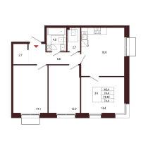 4 ккв (Евро) № 109 Корп.: 2.4 , Секция 6  в ЖК Лисино