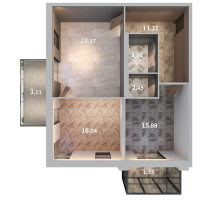 3 ккв (Евро) № 5 Корп.: 1.5 , Секция 1  в ЖК Лисино