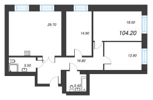 4 ккв (Евро) № 361 Корп.: 1 , Секция 3  в ЖК Листва
