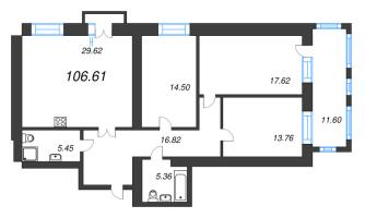 3 ккв № 136 Корп.: 1 , Секция 3  в ЖК Листва