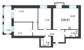 3 ккв № 309 Корп.: 1 , Секция 7  в ЖК Листва