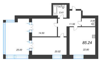 2 ккв № 223 Корп.: 1 , Секция 5  в ЖК Листва