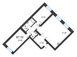 3 ккв (Евро) № 371 Корп.: 1 , Секция 6  в ЖК Листва