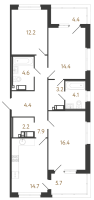 3 ккв № 192 Корп.: 1 , Секция 4  в ЖК Литера