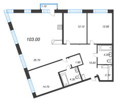 4 ккв (Евро) № 66 Корп.: 1 , Секция 2  в ЖК Литера