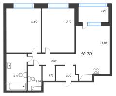 2 ккв № 12 Корп.: 1 , Секция 1  в ЖК Литера