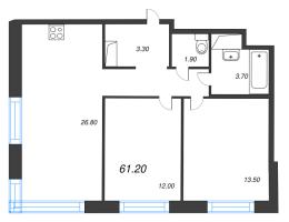 3 ккв (Евро) № 159 Корп.: 1 , Секция 4  в ЖК Литера