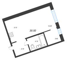 Студия № 113 Корп.: 1 , Секция 3  в ЖК Литера