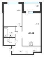2 ккв (Евро) № 61 Корп.: 1 , Секция 2  в ЖК Литера