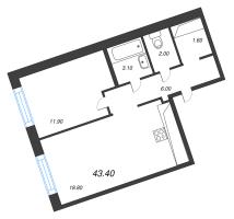 2 ккв (Евро) № 136 Корп.: 1 , Секция 3  в ЖК Литера