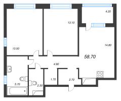 2 ккв № 42 Корп.: 1 , Секция 1  в ЖК Литера