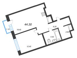 2 ккв (Евро) № 109 Корп.: 1 , Секция 3  в ЖК Литера