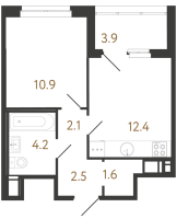 1 ккв № 181 Корп.: 1 , Секция 4  в ЖК Литера