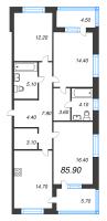 3 ккв № 147 Корп.: 1 , Секция 4  в ЖК Литера