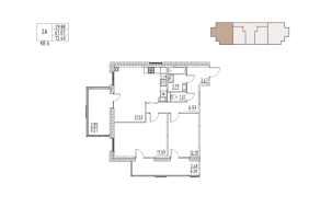 3 ккв (Евро) № 6 Корп.: 8 , Секция 1  в ЖК Loft у озера