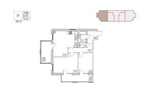 3 ккв (Евро) № 10 Корп.: 8 , Секция 1  в ЖК Loft у озера