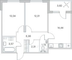2 ккв № 70 Корп.: 4.1 Уч. Золотая рыбка , Секция 3  в ЖК Любоград