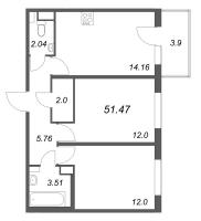 2 ккв № 182 Корп.: 5.5 Уч. Золотая рыбка , Секция 5  в ЖК Любоград