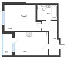 1 ккв № 83 Корп.: 2.3 Уч. Кот-Баюн , Секция 3  в ЖК Любоград