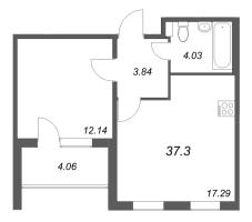 2 ккв (Евро) № 2 Корп.: 4.3 Уч. Золотая рыбка , Секция 1  в ЖК Любоград