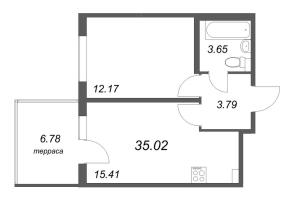 2 ккв (Евро) № 135 Корп.: 5.5 Уч. Золотая рыбка , Секция 4  в ЖК Любоград