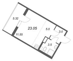 Студия № 100 Корп.: 5.5 Уч. Золотая рыбка , Секция 3  в ЖК Любоград
