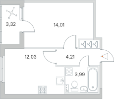 1 ккв № 149 Корп.: 2.3 Уч. Кот-Баюн , Секция 6  в ЖК Любоград