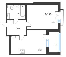 1 ккв № 64 Корп.: 2.3 Уч. Кот-Баюн , Секция 2  в ЖК Любоград