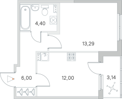 1 ккв № 116 Корп.: 2.3 Уч. Кот-Баюн , Секция 5  в ЖК Любоград