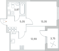 1 ккв № 51 Корп.: 2.3 Уч. Кот-Баюн , Секция 2  в ЖК Любоград