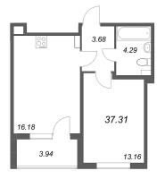 2 ккв (Евро) № 34 Корп.: 4.2 Уч. Золотая рыбка , Секция 2  в ЖК Любоград