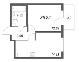 1 ккв № 208 Корп.: 5.5 Уч. Золотая рыбка , Секция 6  в ЖК Любоград