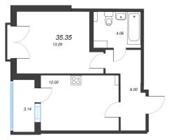 1 ккв № 101 Корп.: 2.1 Уч. Кот-Баюн , Секция 3  в ЖК Любоград
