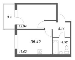 1 ккв № 33 Корп.: 5.5 Уч. Золотая рыбка , Секция 2  в ЖК Любоград