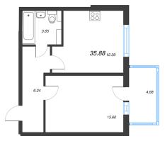 1 ккв № 61 Корп.: 7.2 Уч. Царевна-лягушка , Секция 3  в ЖК Любоград