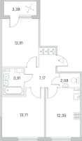 2 ккв № 121 Корп.: 2.2 Уч. Кот-Баюн , Секция 5  в ЖК Любоград