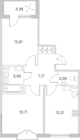 2 ккв № 127 Корп.: 2.2 Уч. Кот-Баюн , Секция 5  в ЖК Любоград