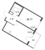 2 ккв (Евро) № 95 Корп.: 5.5 Уч. Золотая рыбка , Секция 3  в ЖК Любоград