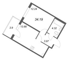 1 ккв № 38 Корп.: 5.5 Уч. Золотая рыбка , Секция 2  в ЖК Любоград
