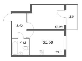 1 ккв № 32 Корп.: 5.5 Уч. Золотая рыбка , Секция 2  в ЖК Любоград