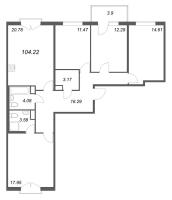 5 ккв (Евро) № 254 Корп.: 5.5 Уч. Золотая рыбка , Секция 7  в ЖК Любоград