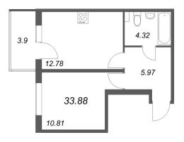 1 ккв № 5 Корп.: 5.5 Уч. Золотая рыбка , Секция 1  в ЖК Любоград