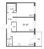 2 ккв № 142 Корп.: 5.5 Уч. Золотая рыбка , Секция 4  в ЖК Любоград