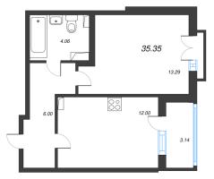 1 ккв № 123 Корп.: 2.2 Уч. Кот-Баюн , Секция 5  в ЖК Любоград