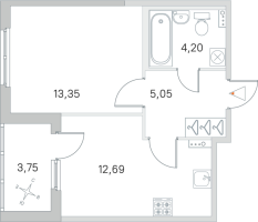 1 ккв № 140 Корп.: 2.3 Уч. Кот-Баюн , Секция 6  в ЖК Любоград