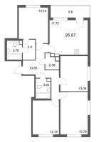 5 ккв (Евро) № 40 Корп.: 4.2 Уч. Золотая рыбка , Секция 2  в ЖК Любоград