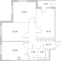 3 ккв № 4 Корп.: 2.3 Уч. Кот-Баюн , Секция 1  в ЖК Любоград