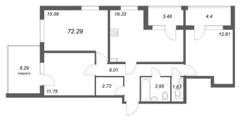4 ккв (Евро) № 6 Корп.: 4.3 Уч. Золотая рыбка , Секция 1  в ЖК Любоград