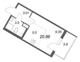 Студия № 109 Корп.: 5.5 Уч. Золотая рыбка , Секция 3  в ЖК Любоград