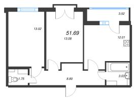 2 ккв № 212 Корп.: 2.1 Уч. Кот-Баюн , Секция 7  в ЖК Любоград
